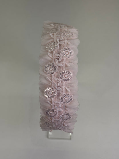 Tiara Infantil Bordado Paetês Rosa - Petit Cherie