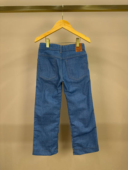 Calça Infantil Jeans Bordada Tule Flores - Animê