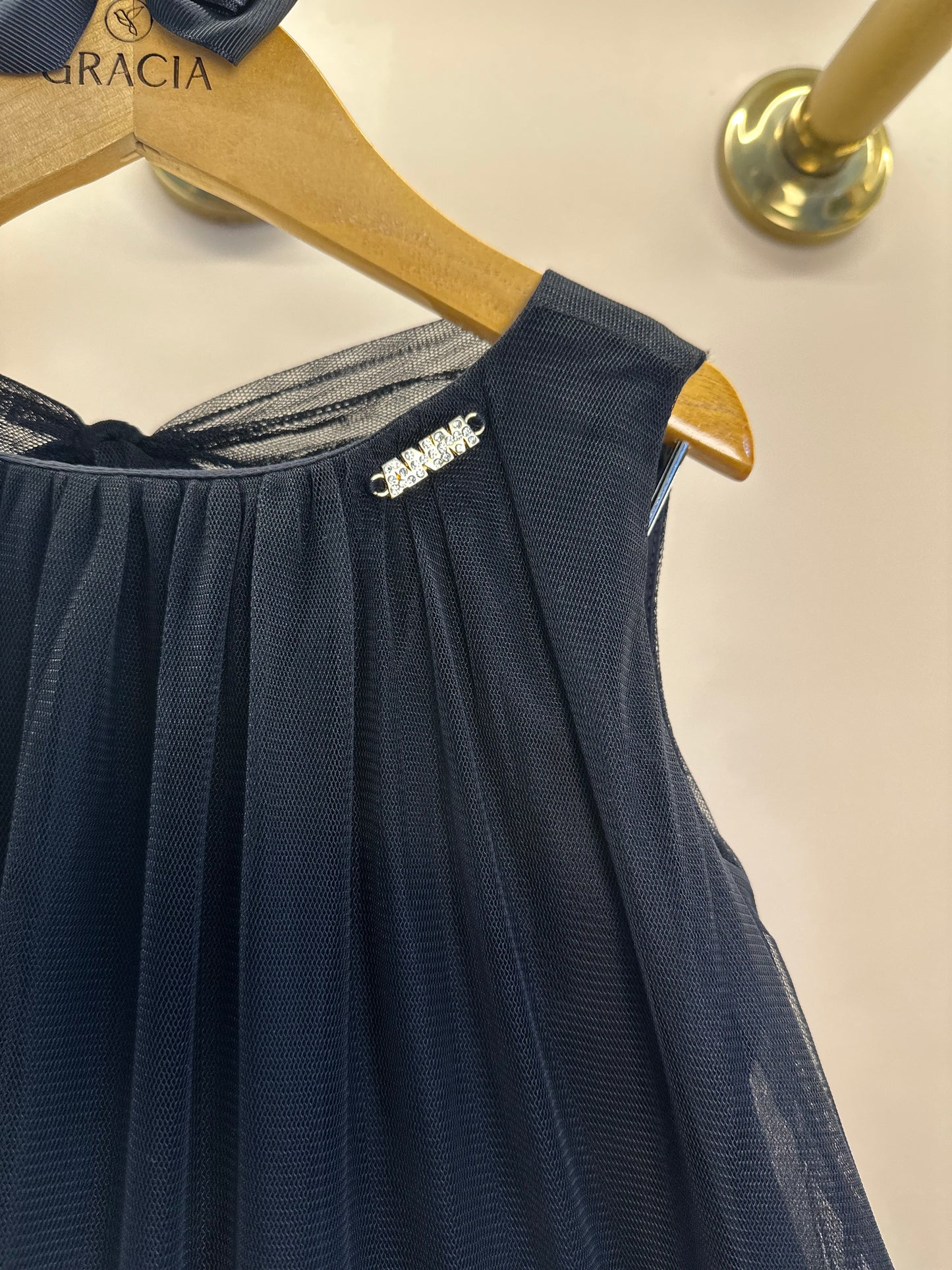 Vestido Infantil Tule Babado Bordado Barra Preto - Animê
