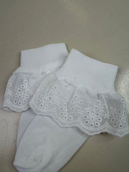 Meia Infantil Clássica Renda Branca - Roana