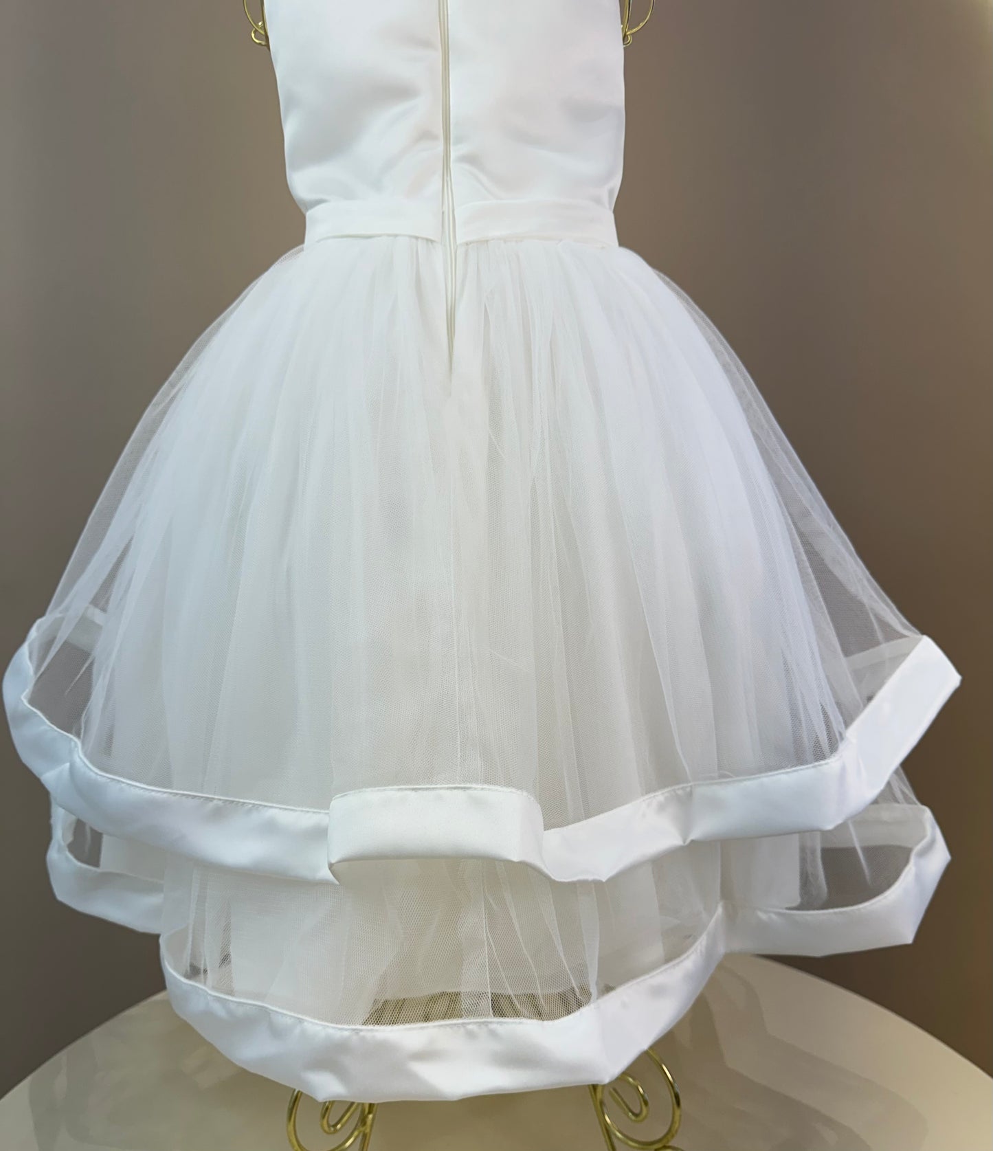 Vestido Infantil Festa Dama Midi Tule Pérolas Off - Petit Cherie