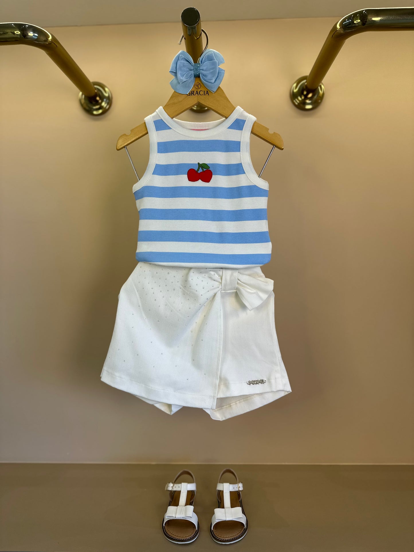 Shorts-saia Infantil Laço Lateral Off White - Momi