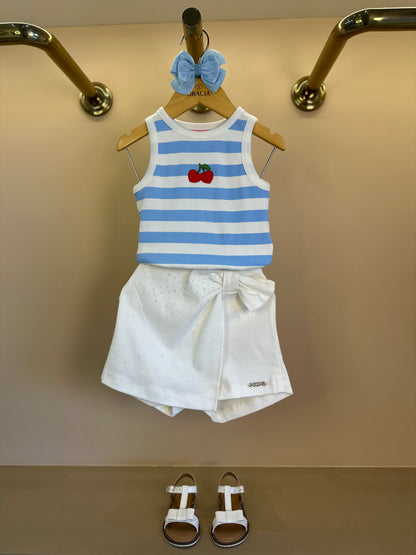 Shorts-saia Infantil Laço Lateral Off White - Momi