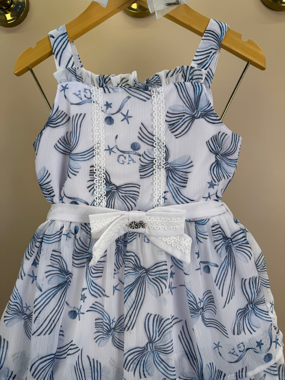 Vestido Infantil Musseline Em Camadas Estampa Sonhos À Beira Mar - Gabriela Aquarela