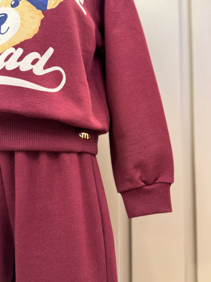 Conjunto Infantil Moletom Casaco Urso e Calça Cramberry - Momi