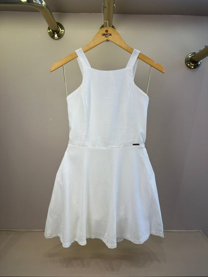 Vestido Teen de Linho Acinturada - Vanilla Cream