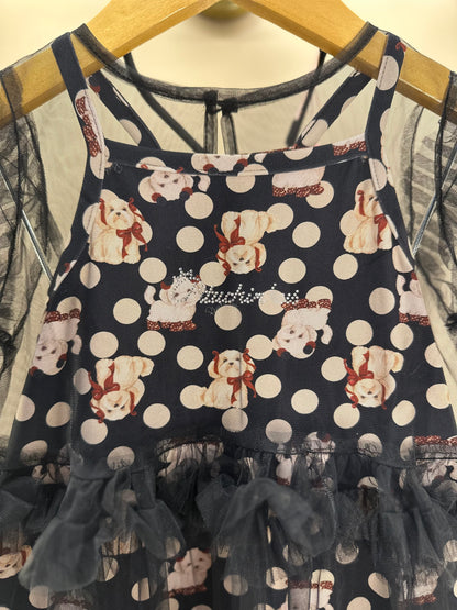Vestido Infantil Tule Babados Poá Cachorrinhos - Pituchinhus