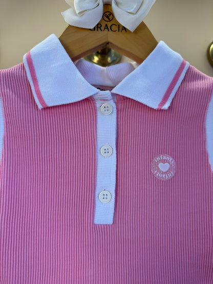 Vestido Infantil Gola Polo Rosa - Infanti