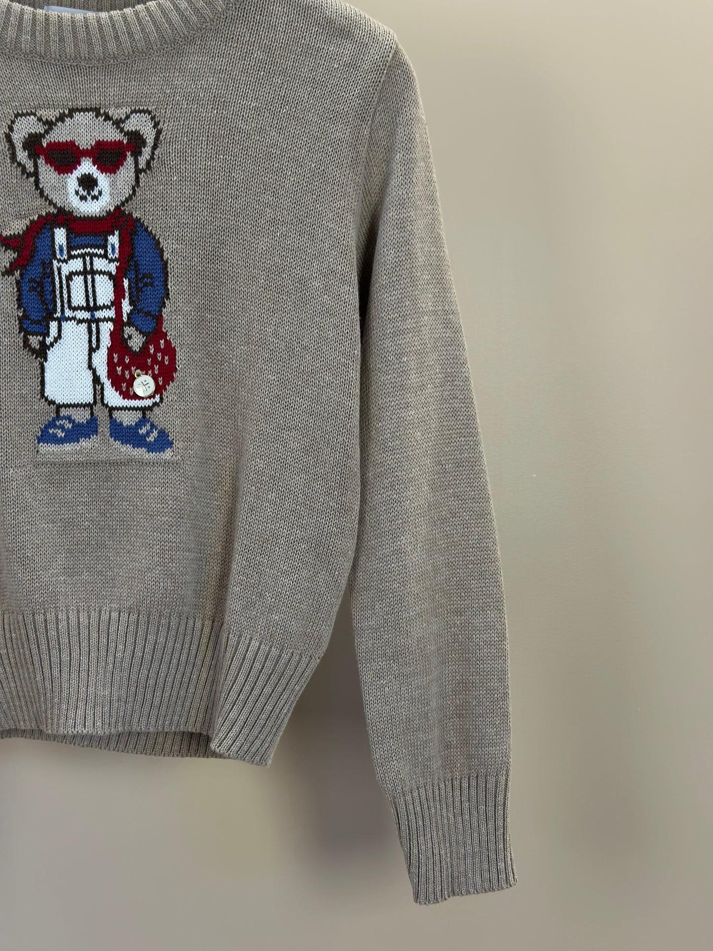 Blusa Infantil Tricot Ursinho Bege - Um Mais Um