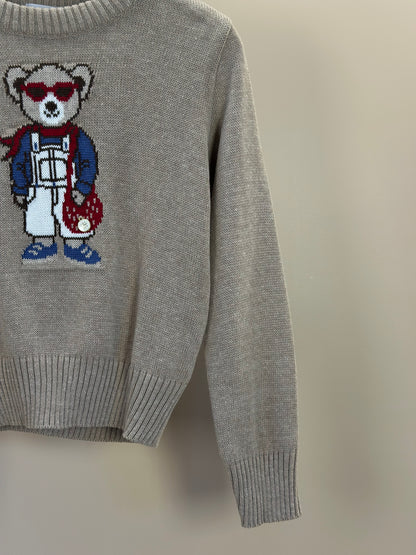Blusa Infantil Tricot Ursinho Bege - Um Mais Um