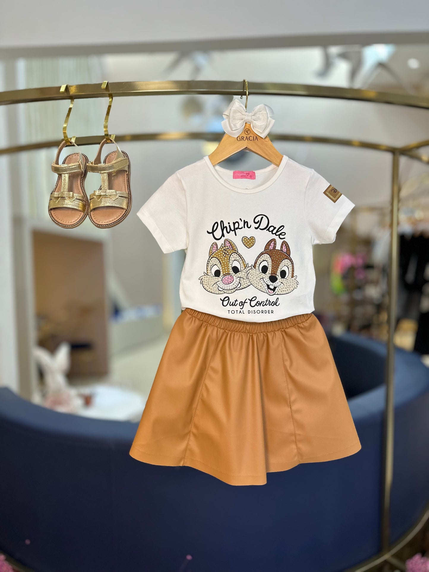 Saia Infantil Couro Tech Caramelo - Momi