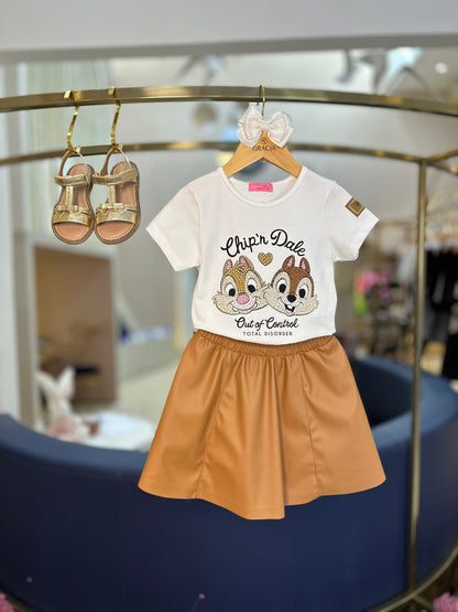 Saia Infantil Couro Tech Caramelo - Momi