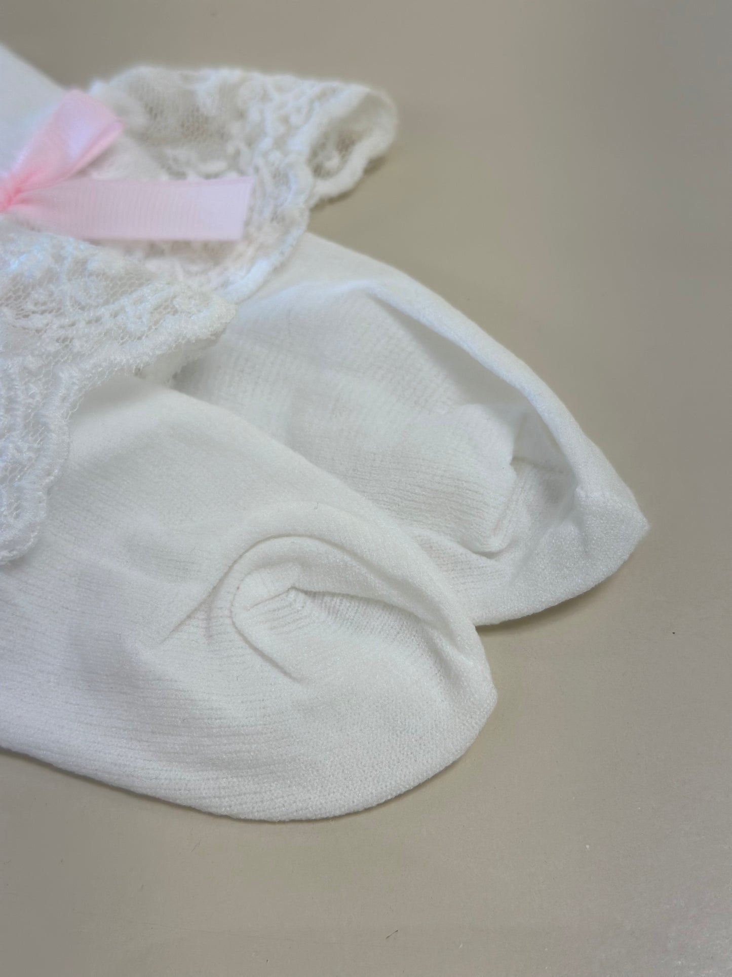 Meia Infantil Clássica Renda Lacinho Rosa Claro - Roana