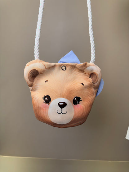 Vestido Infantil Ursinha  e Bolsa Ursinho Com Laço - Infanti