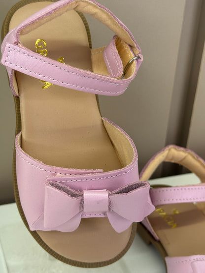 Sandália Infantil Manu Laço Velcro Rosa Perolado - Gracia