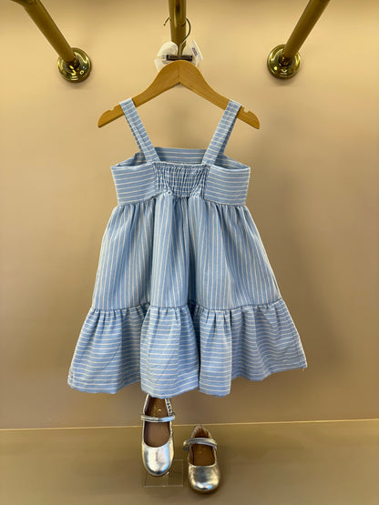 Vestido Infantil Rodado Alças Largas Saia Aplicado Na Frente