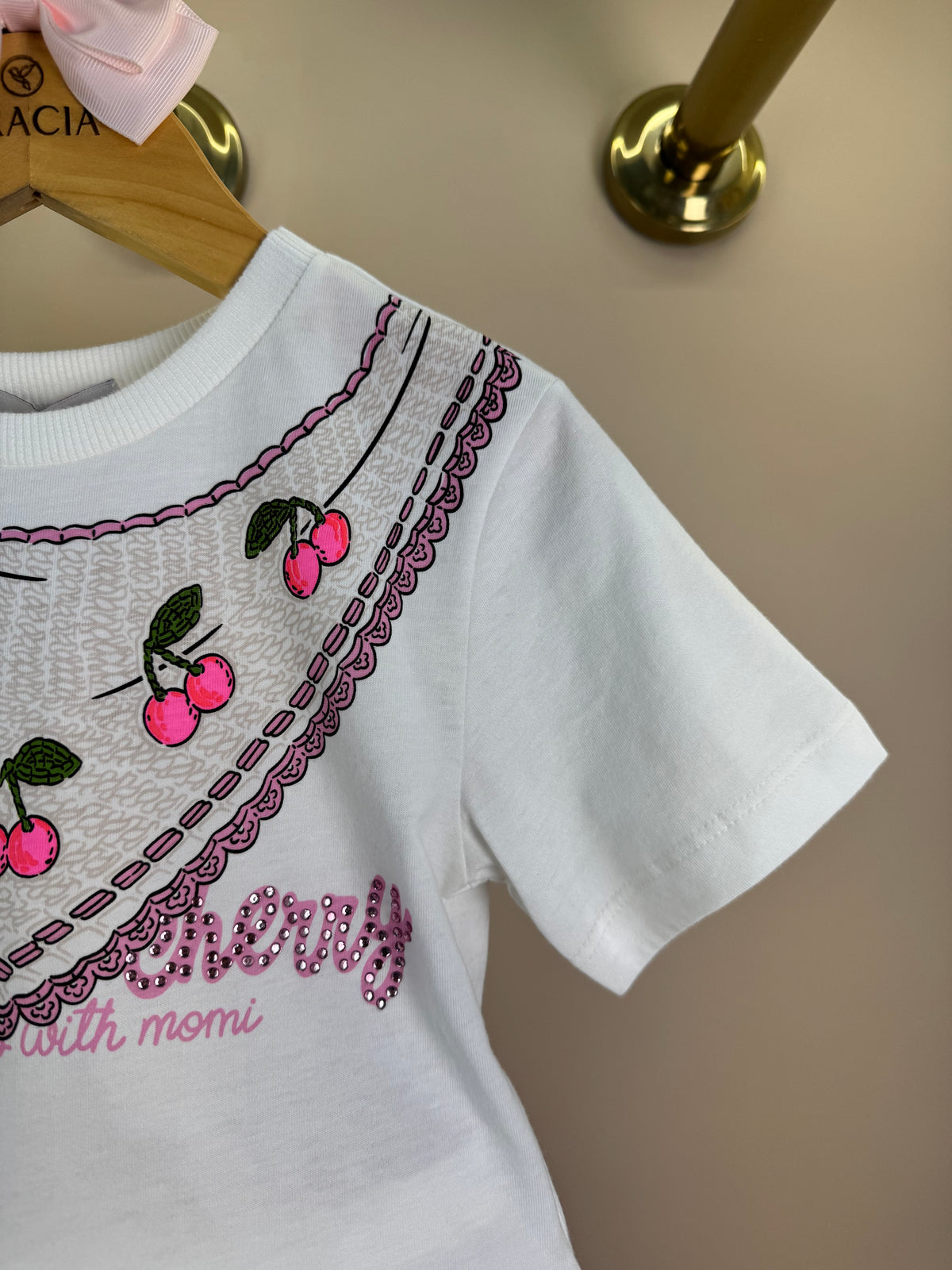 Conjunto Infantil Blusa Cerejas e Saia Franzida Babados Em Camadas - Momi