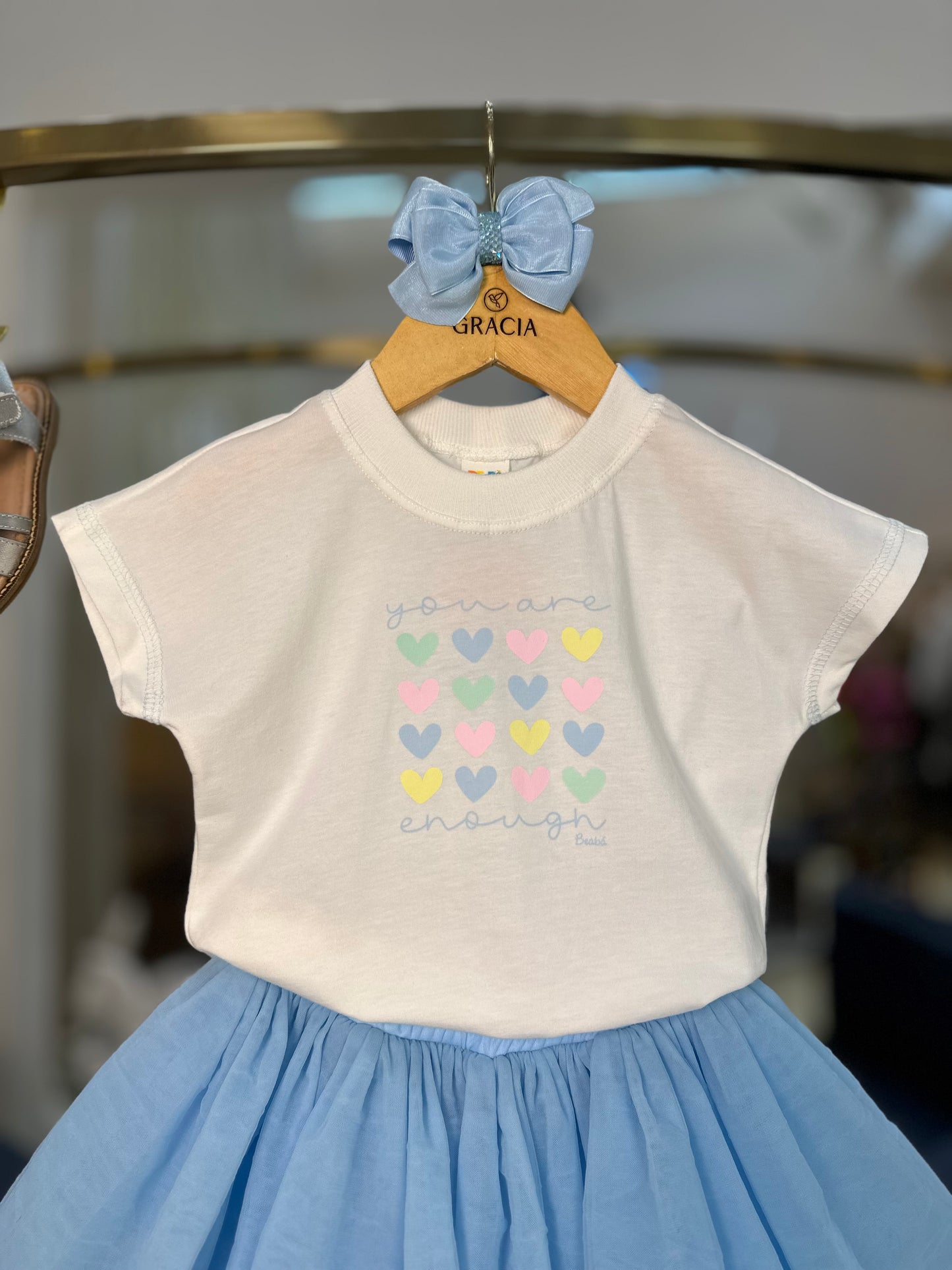 Conjunto Infantil Blusa de Algodão e Saia em Tulê com Camadas Azul - Beabá