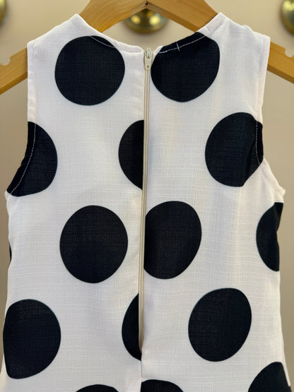 Vestido Infantil Trapézio Babado Bolinha Branco - Luluzinha