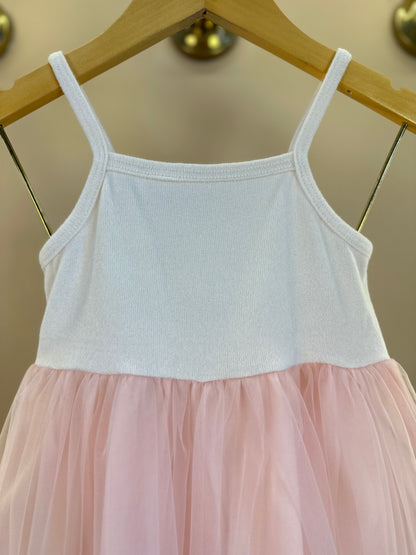 Vestido Infantil Tule Rosa Com Jaquetinha Jeans Laços - Gabriela Aquarela