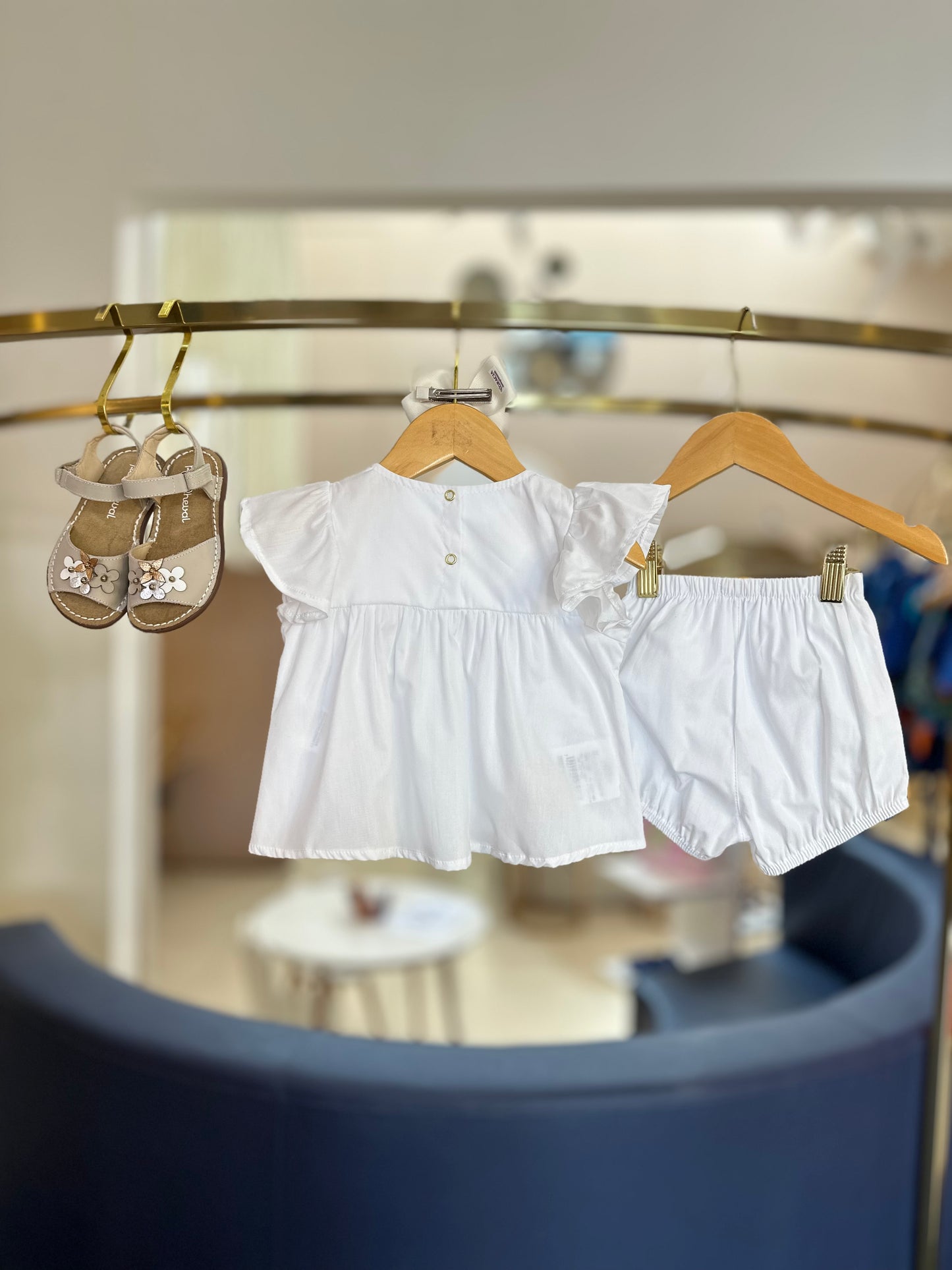 Conjunto Bebê Bata com Shorts de Algodão Off White - Charpey
