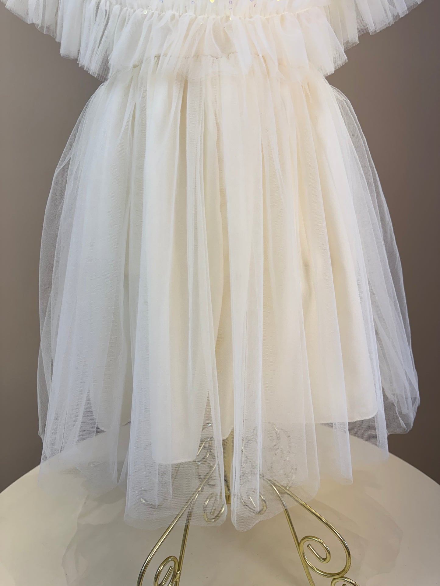 Vestido Infantil Festa com Capa Tule Bordado Creme - Petit Cherie