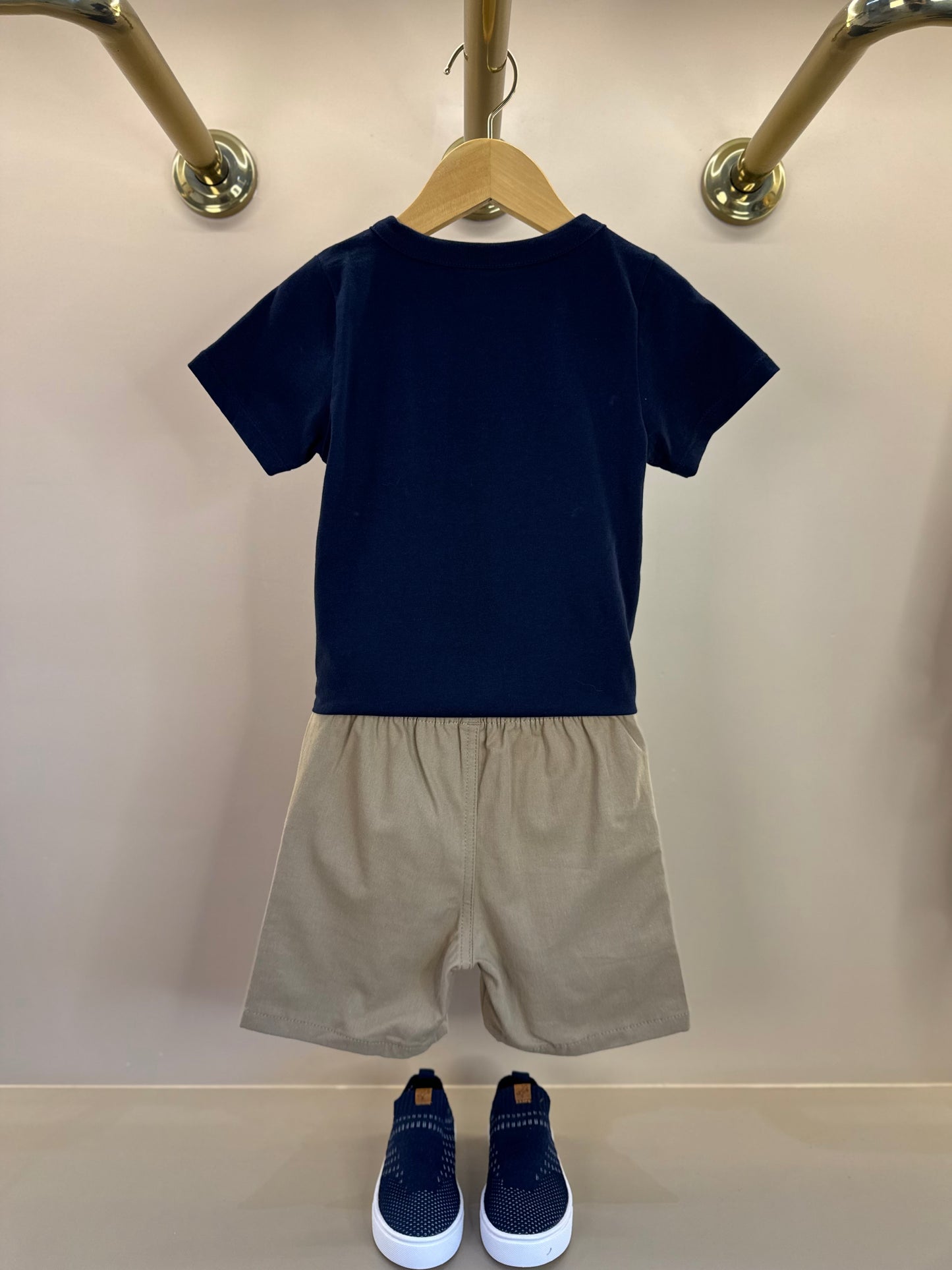 Conjunto Infantil Camiseta Algodão Marinho e Bermuda Sarja Girassol Marinho - Little Johnny