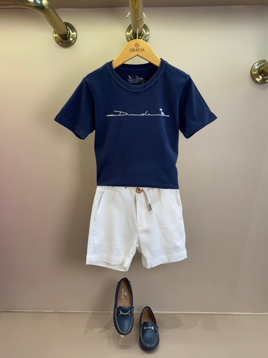 Camiseta Infantil Marinho Estampada Costas - Dudes