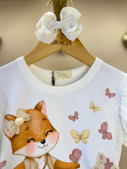 Conjunto Infantil Blusa MC e Short Rosa Aloha - Infanti