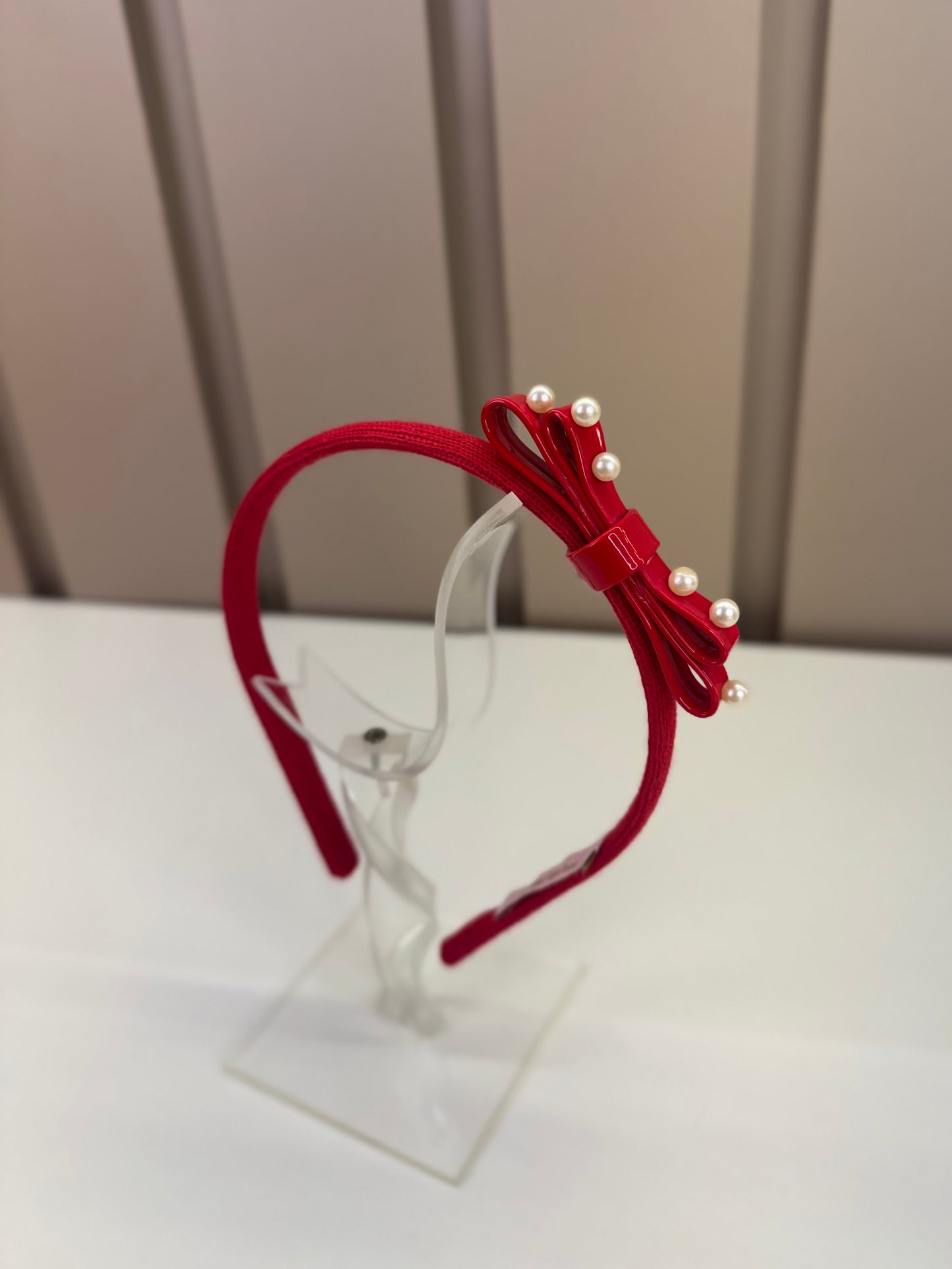 Arquinho Infantil Laço Pérolas Vermelho - Pituchinhus