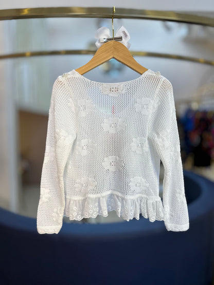 Casaqueto Infantil Tricot Rendado Flores - Pituchinhus