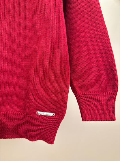 Conjunto Infantil Blusa Tricot Laço Bordado Pérolas E Cristais Bala de Cereja e Saia-shorts Mini Flores Babados e Laços