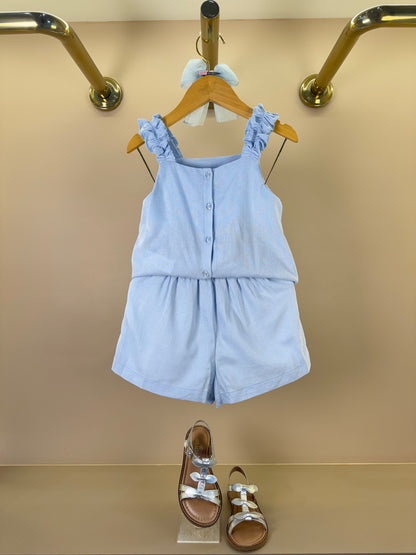Conjunto Infantil Blusa Linho Bordada Flores e Shorts Bordado Flores - Petit Cherie