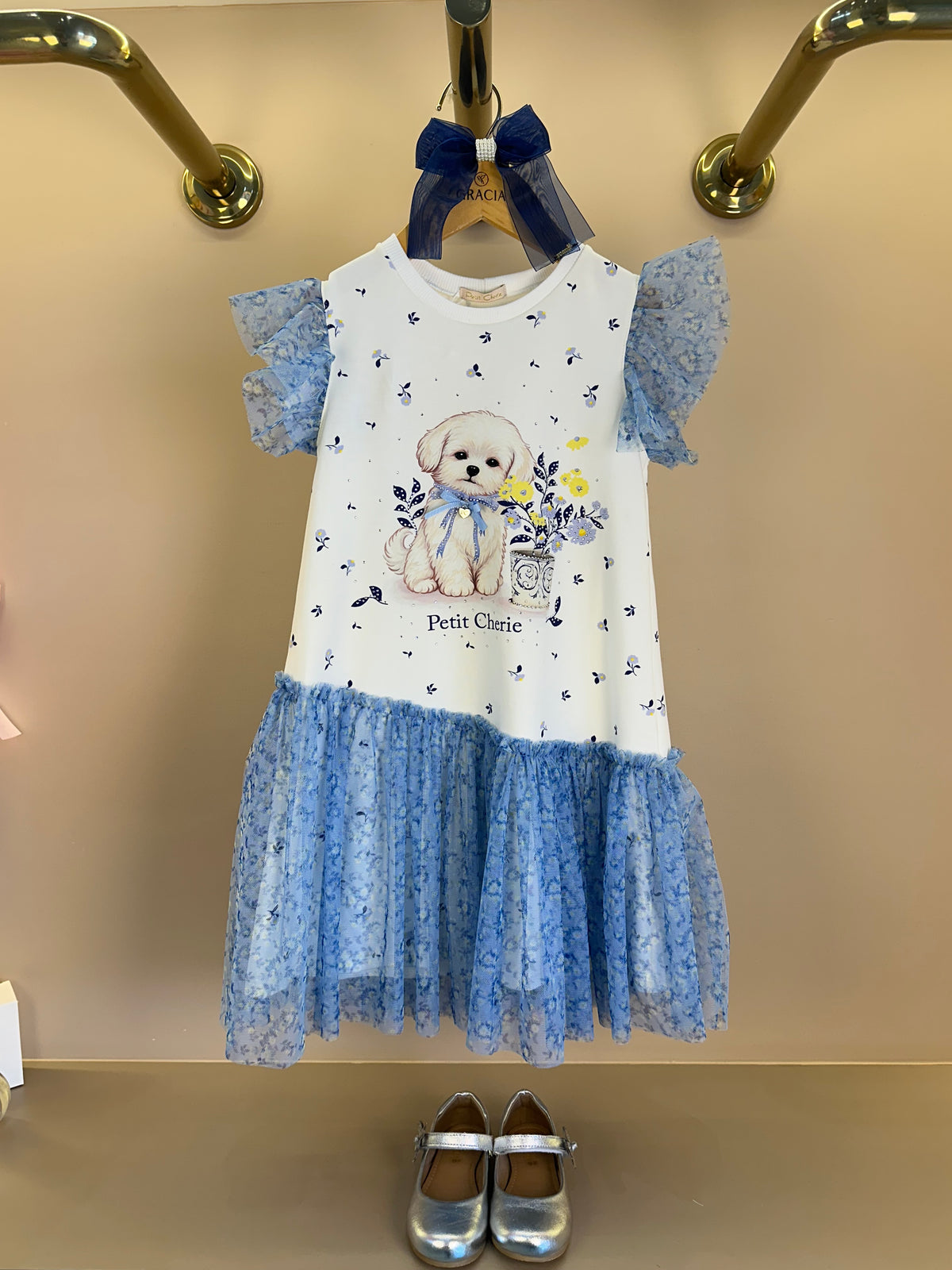 Vestido Infantil Cachorrinho Tule Etampado - Petit Cherie