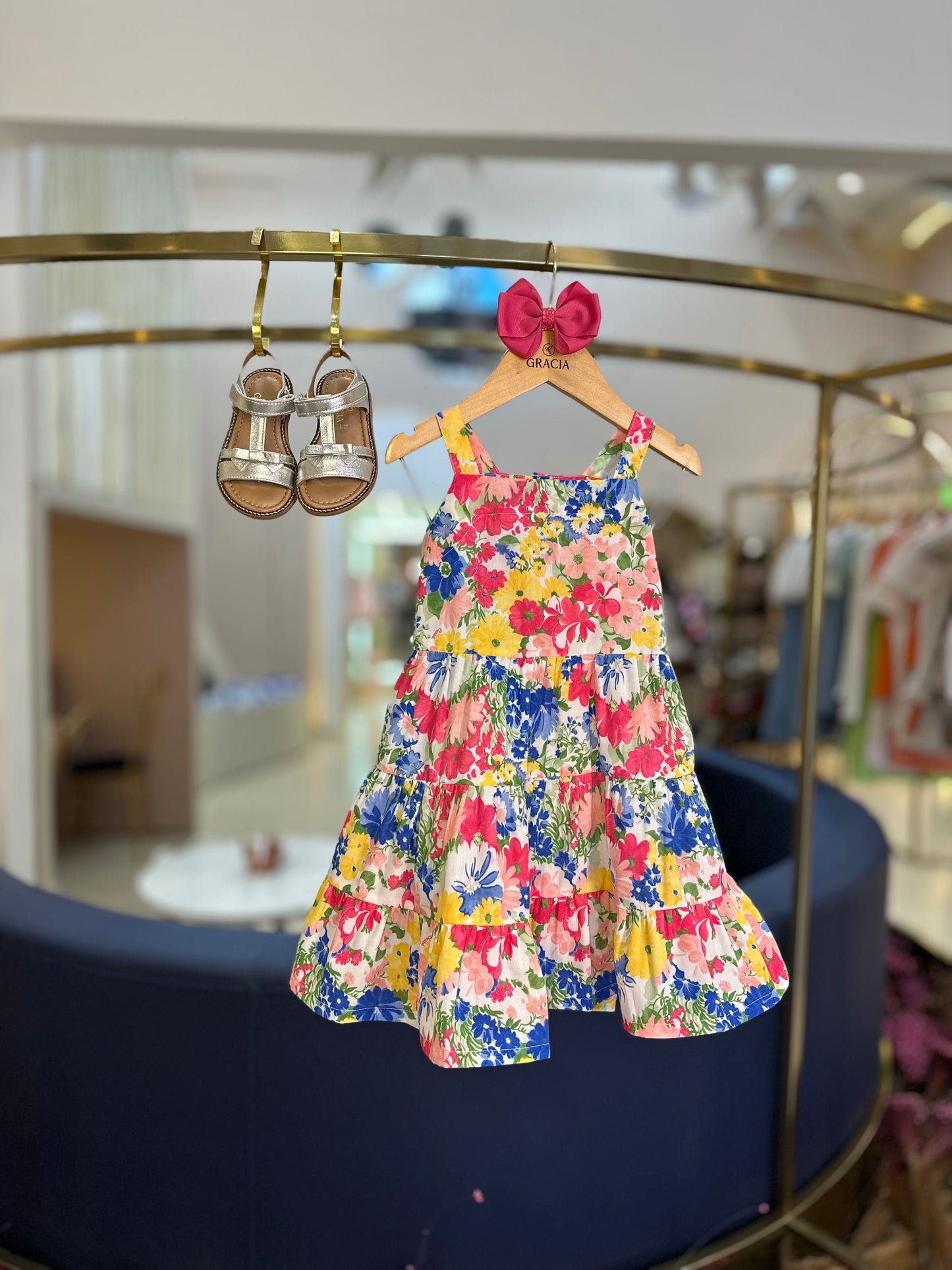 Vestido Infantil Tricoline Floral Rodado - Beabá