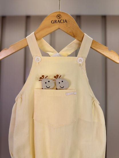 Jardineira Bebê Revelação Girafa - Roana