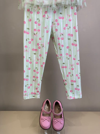 Conjunto Infantil Blusa Ursinha Em Tule e Calça Legging Cerejas - Petit Cherie