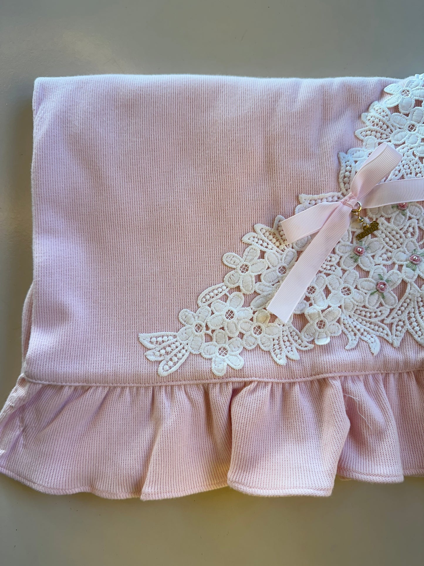 Saída de Maternidade de Algodão Luxo Rosa - Roana