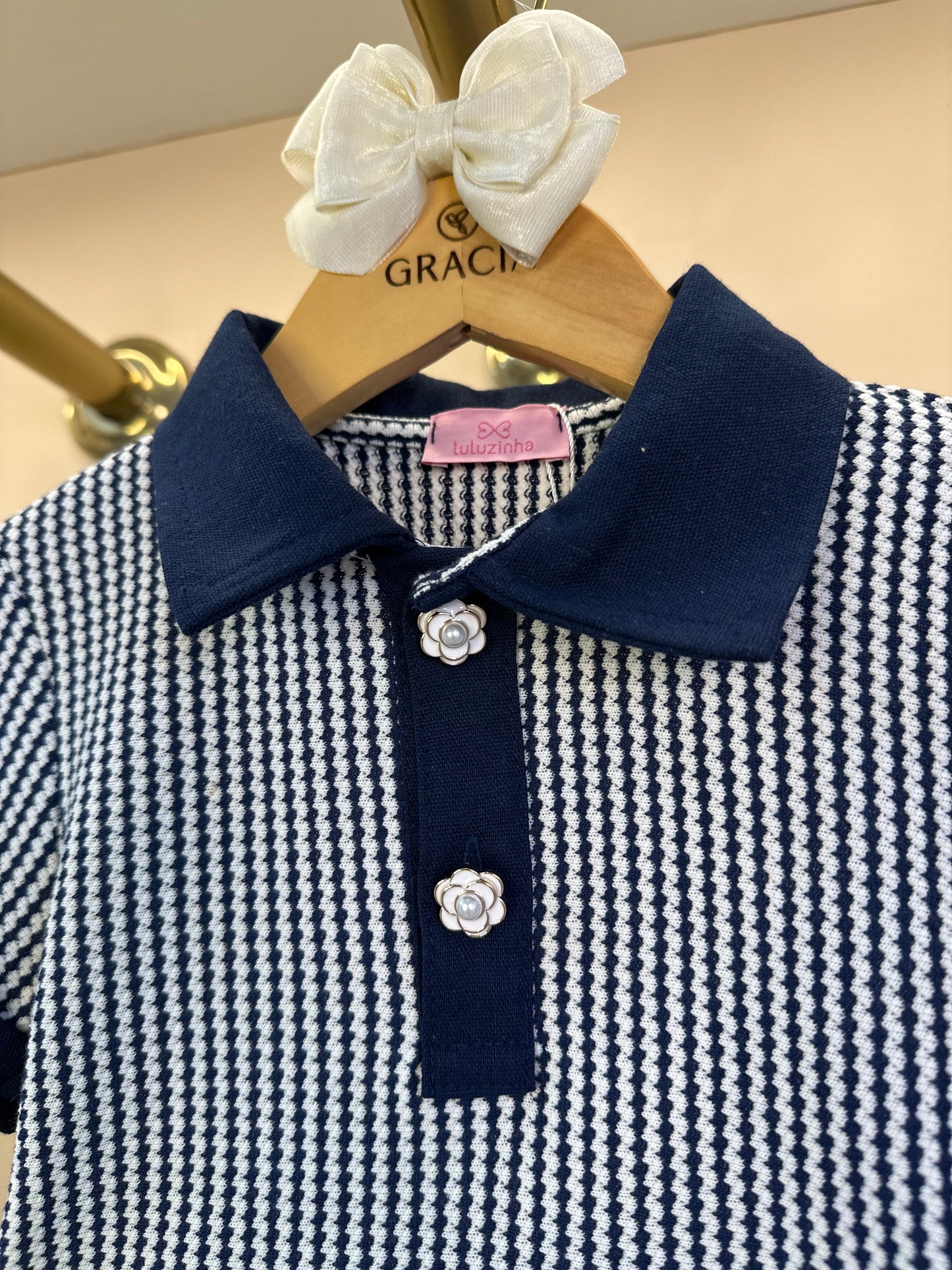 Conjunto Infantil Polo Navy e Shorts-saia Marinho - Luluzinha