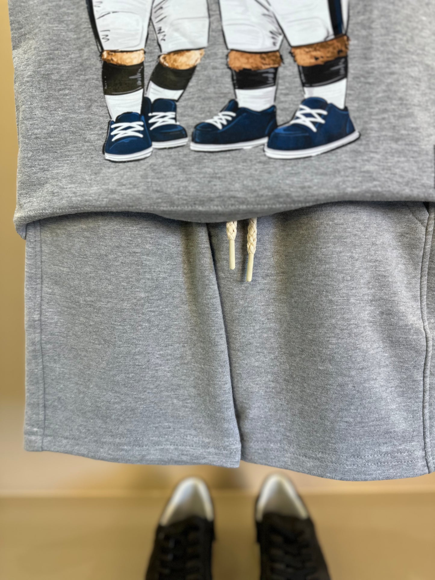 Conjunto Infantil Camiseta Algodão Teddy Philadelphia NFL e Bermuda Moletom Básica Cinza - Dame