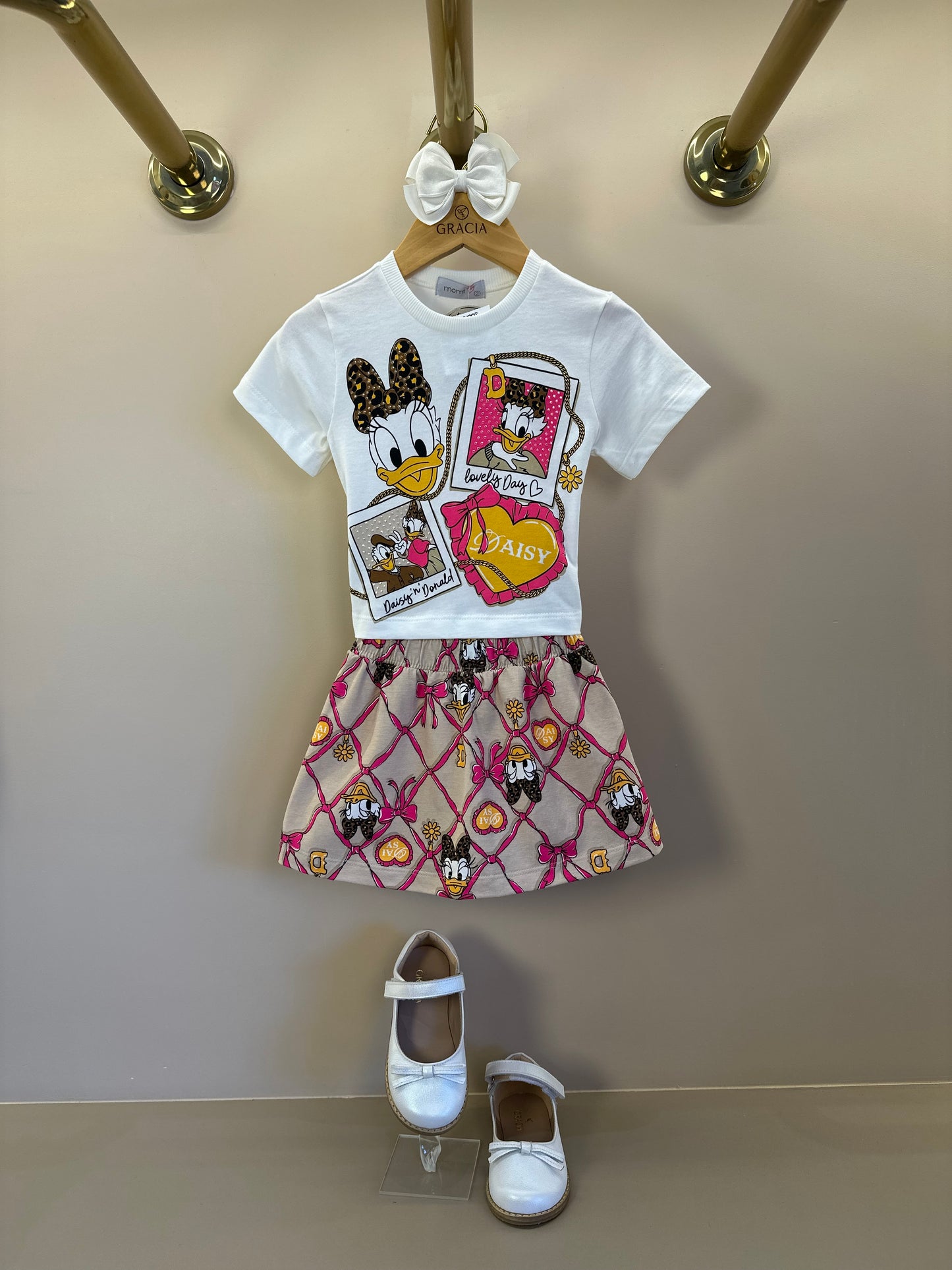 Conjunto Infantil Blusa Daisy e Saia Estampa Disney - Momi