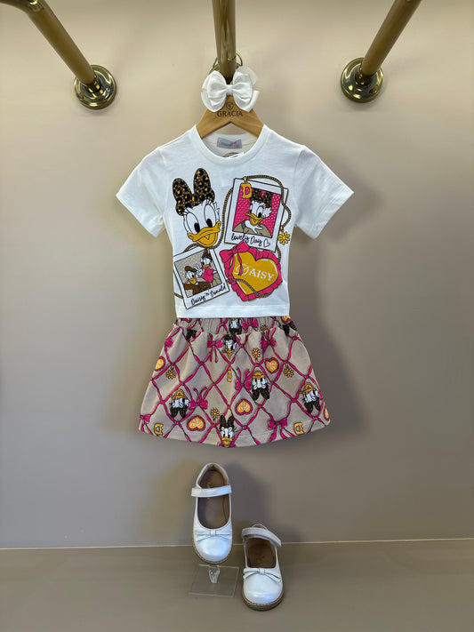 Conjunto Infantil Blusa Daisy e Saia Estampa Disney - Momi