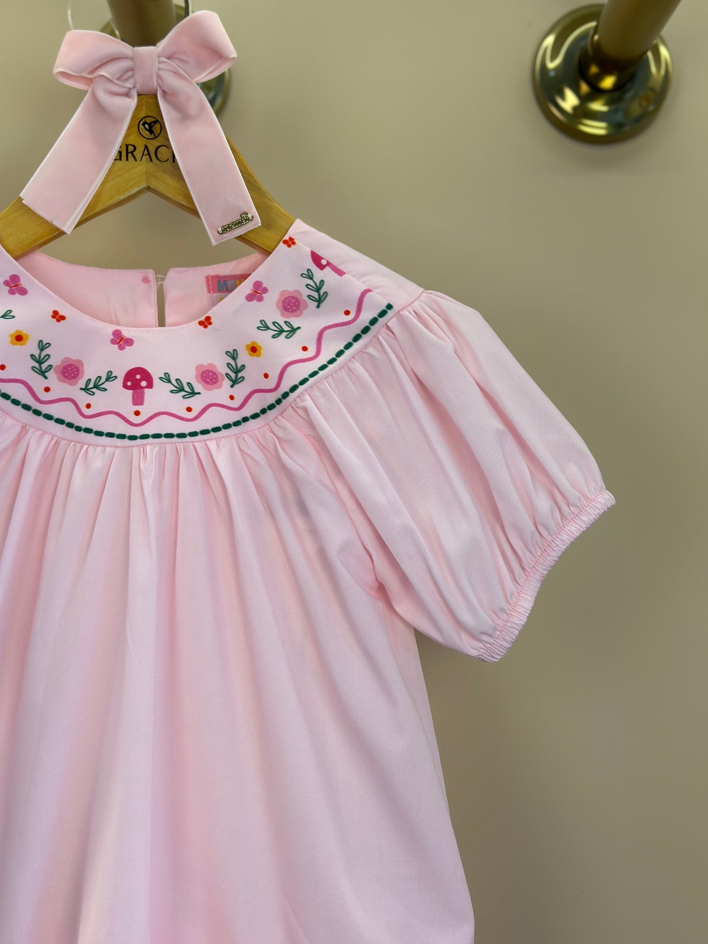 Vestido Infantil Gola Bordada Flores - Mon Sucre
