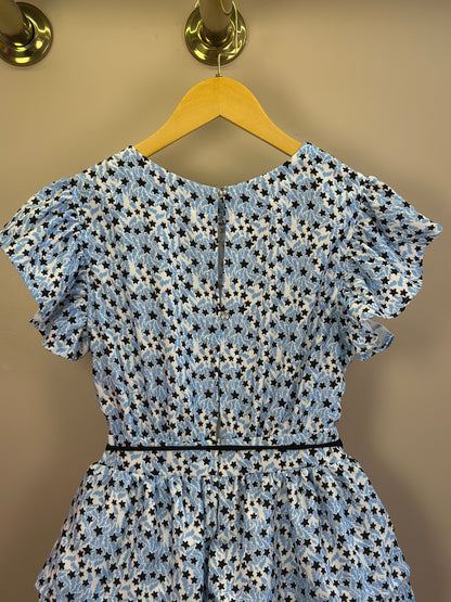 Vestido Teen Crepe Babados Estrelinhas Azul Claro - Two In