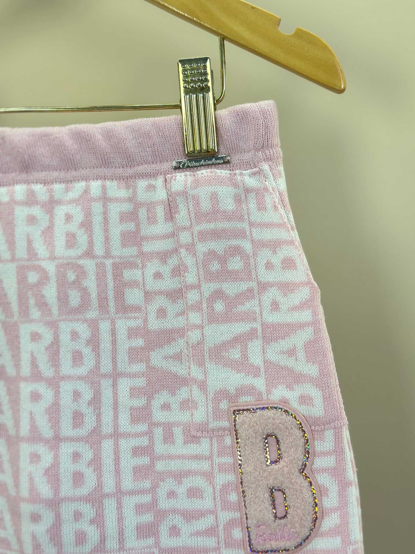 Saia Infantil Tricot Jacquard Barbie Patches Sugar Rose- Pituchinhus