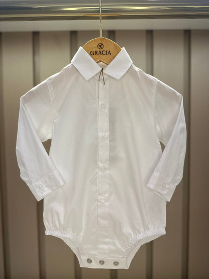 Camisa-body Bebê Algodão ML Branco - Dame