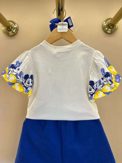 Conjunto Infantil Blusa Mangas Limões e Shorts Azul - Animê