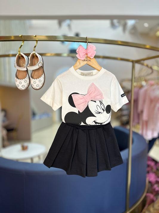Conjunto Infantil Blusa e Shorts-saia Minnie Petit - Animê