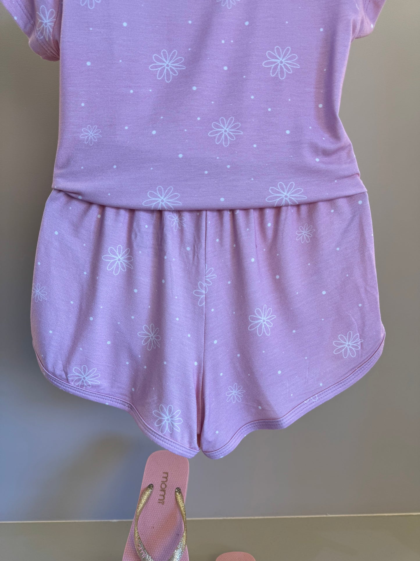 Pijama Infantil Comfy Blusa MC e Shorts Flower Rosa - Conforteca