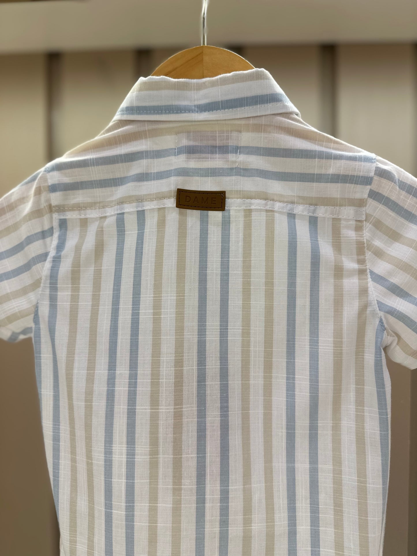 Camisa-body Bebê Listras Azul/Amarelo - Dame
